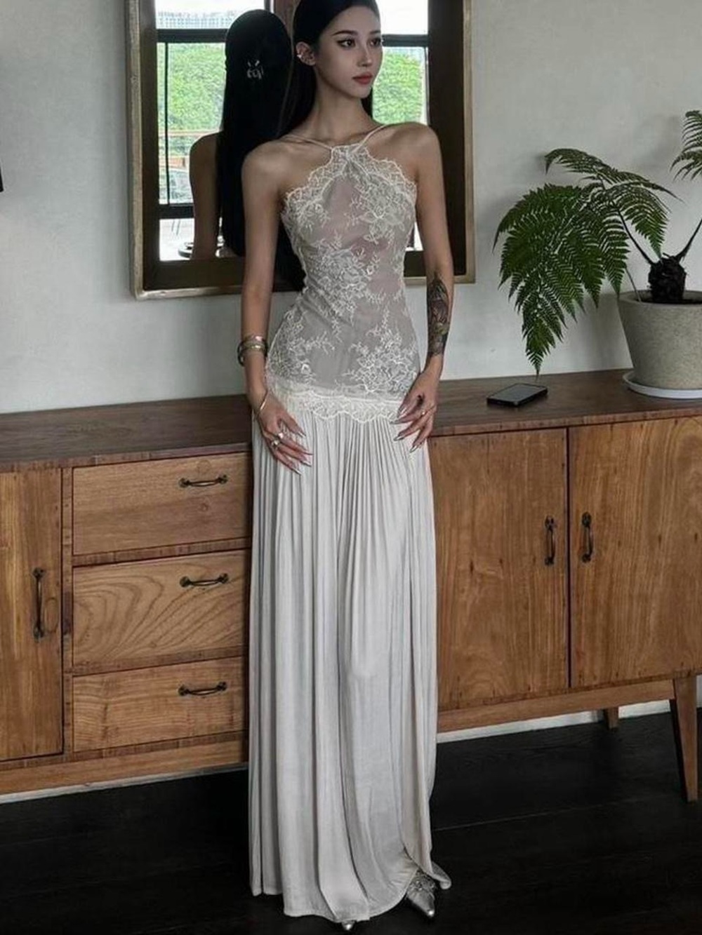Rovente Cream lace maxi dress with open back Size S (US 2) - Picture 2 of 8